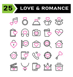 Love And Romance Icon Set Include Song Music