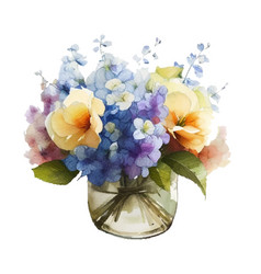 Hydrangea Purple Blue Flower Vase Floral