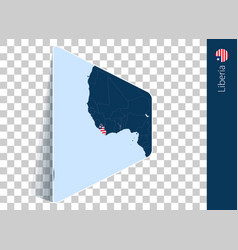 Liberia Map And Flag On Transparent Background