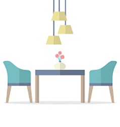 Flat design interior dining room Royalty Free Vector Image