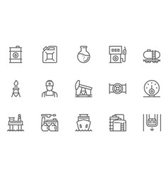 Oil And Petrol Industry Line Icons Set