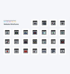 25 Website Wireframe Line Filled Style Icon Pack