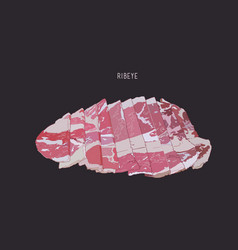 Sliced Ribeye Meat Sketch