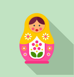 Floral Nesting Doll Icon Flat Style