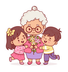 Happy Elderly Grandmother With Grandchildren