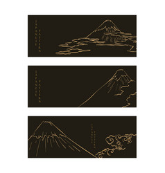 Fuji Mountain And Cloud Decorations With Black