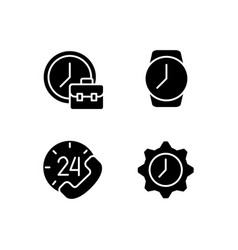 Keep Track Of Hours Black Glyph Icons Set