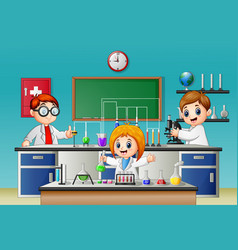 Kids Doing Experiment In The Lab