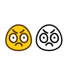 Angry Emoticon In Two Style Isolated On White