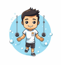 Cute Boy Playing With Balls In The Water Cartoon