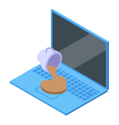 Laptop Repair After Coffee Icon Isometric