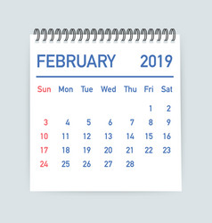 February 2019 Calendar Leaf Calendar 2019 In Flat