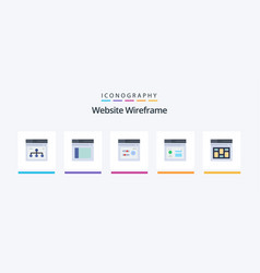 Website Wireframe Flat 5 Icon Pack Including