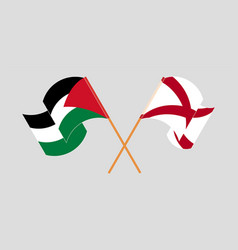 Crossed And Waving Flags Of Palestine And The