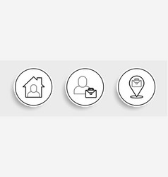 Set Line Online Working And Freelancer Icon