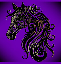 Black And Gold Ornamental Horse Head Silhouette