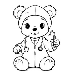 Cute Cartoon Bear Doctor With Stethoscope