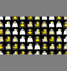 Halloween Seamless Pattern Yellow Duck Cute Ghost