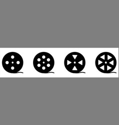 Film Reel Icon Set Black Movie