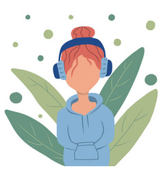 Girl Listens To Music With Headphones