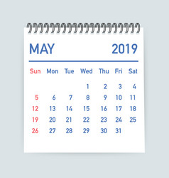 May 2019 Calendar Leaf Calendar 2019 In Flat