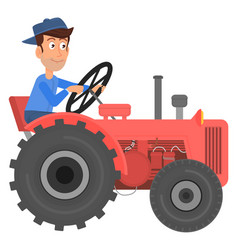 Man Riding Tractor Cartoon Farm Work