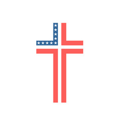 Christian Cross With Usa National Flag Texture