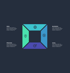 Circle Dark Infographic With 4 Elements Template