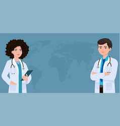 Doctors With World Map Background