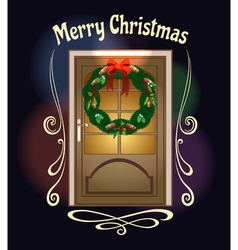 Christmas Welcome Wreath On Front Door