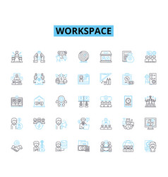 Workspace Linear Icons Set Desk Office Cubicle