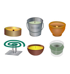 Set Mosquito Repellent Candles And Coil Isolated