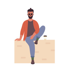 Cool Hipster Man In Sitting Pose