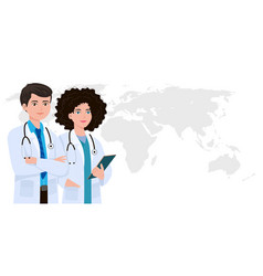 Doctors With World Map Background