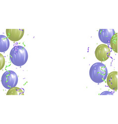 Realistic Helium Balloon And Ribbon Green Purple