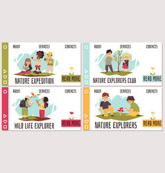 Set Of Templates With Kids Exploring Wildlife