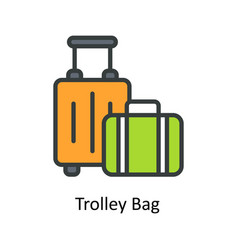 Trolley Bag Fill Outline Icons Simple Sto