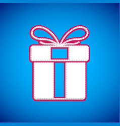 White Gift Box Icon Isolated On Blue Background