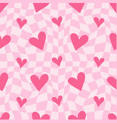 Y2k Seamless Pattern With Hearts Retro Abstract