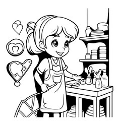 Girl Cooking In The Kitchen Black And White