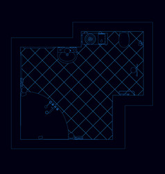 Outline Of A Blue Line Shower Room Plan