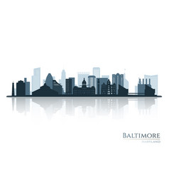 Baltimore Skyline Silhouette With Reflection