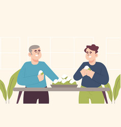 Hand Drawn Flat Design People Eating Set