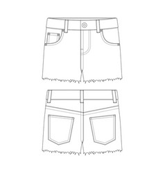 Template Cropped Denim Hot Pants Flat Design