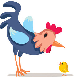 Funny Rooster And Little Baby Chick Cartoon