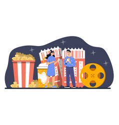 Man And Woman In Cinema Concept