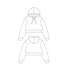 Template Cropped Hoodie Flat Sketch Design Outline