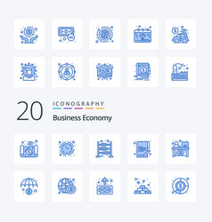 20 Economy Blue Color Icon Pack Like Economy