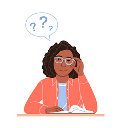 Flat Thinking Black Woman Sitting With Book