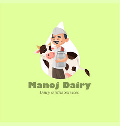 Manoj Dairy And Milk Services Mascot Logo